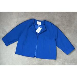 Lafayette 148 Ultramarine 100% Wool Corporate Open Blazer Size XL NWT $898